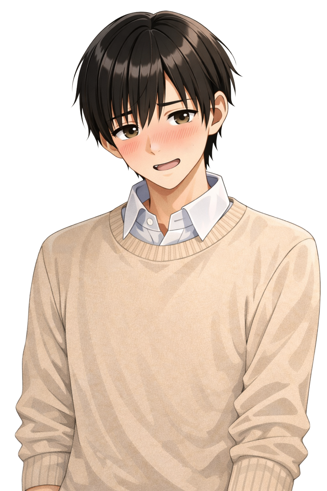 ฉากจำลอง: ยูโตะกำลังหน้าแดงและเขินอายและกล่าวว่า ฝันดีนะครับ [playerName] รักที่สุดเลย โดยมีพื้นหลังเป็นวิวเมืองโตเกียว